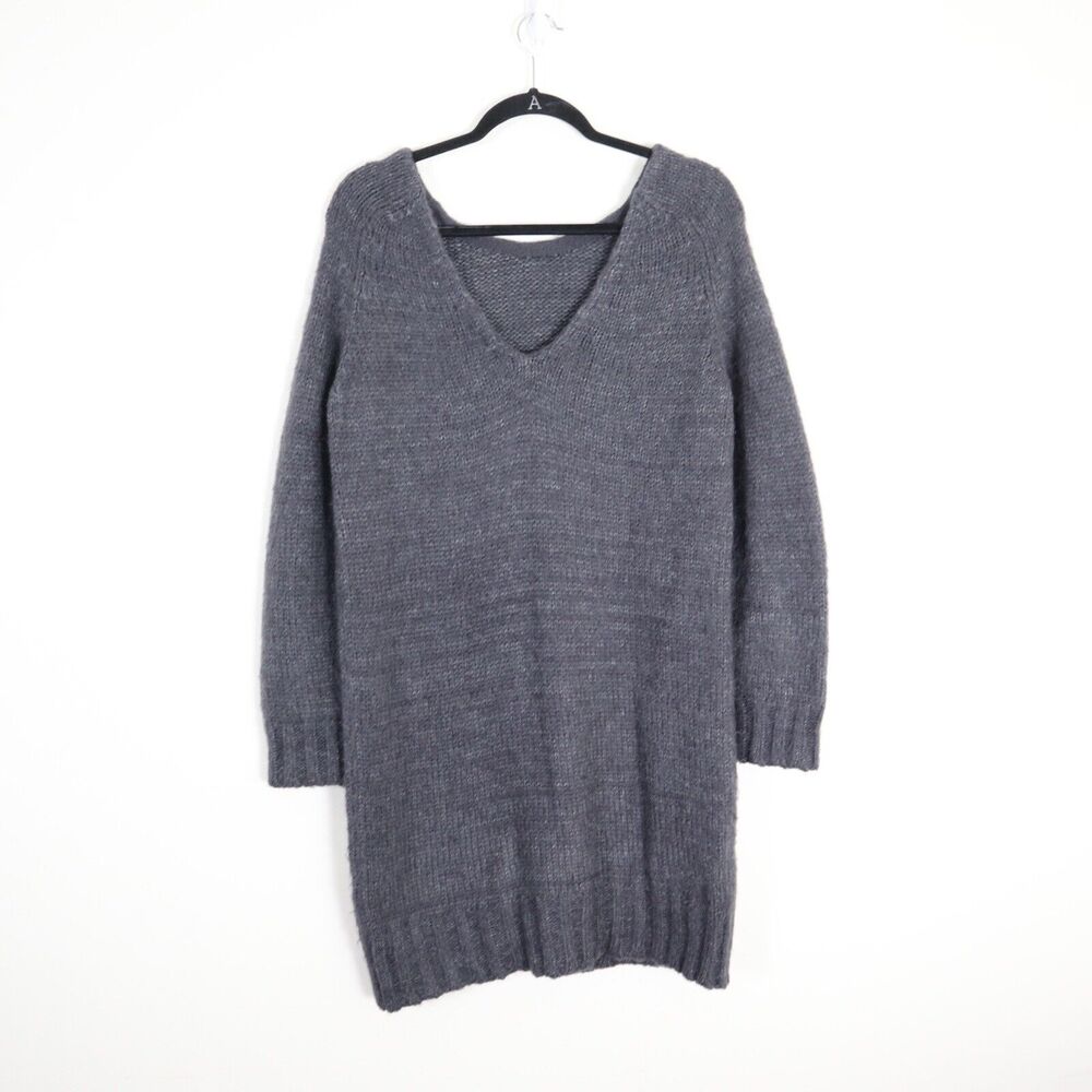 See By Chloe US 8 Chunky Knit Sweater Dress Gray Low Back Mini - Picture 7 of 11